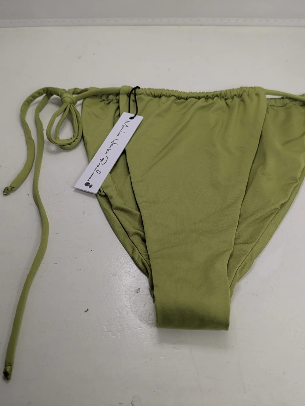 Monica Hansen Green Halter Bandeau Bikini Gold Hardware String Medium NWT